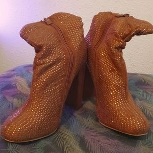 Sparkly mustard yellow faux suede boots